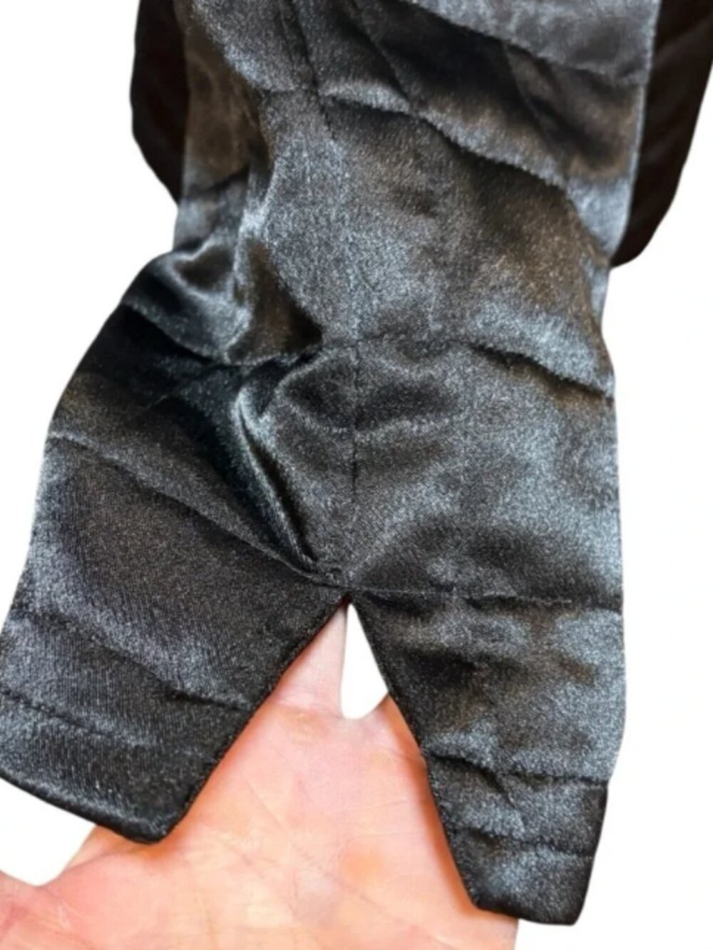 SPANNER Women's Jacket Shacket Black Satin Quilted Crystal Buttons Size L - Picture 5 of 7